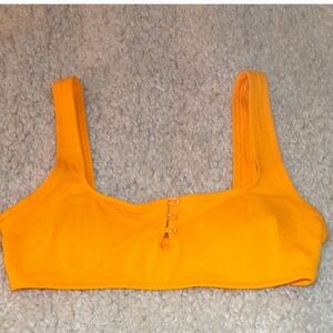 AERIE SCOOP NECK button enclosure  Bright Orange Bikini Top Size Large